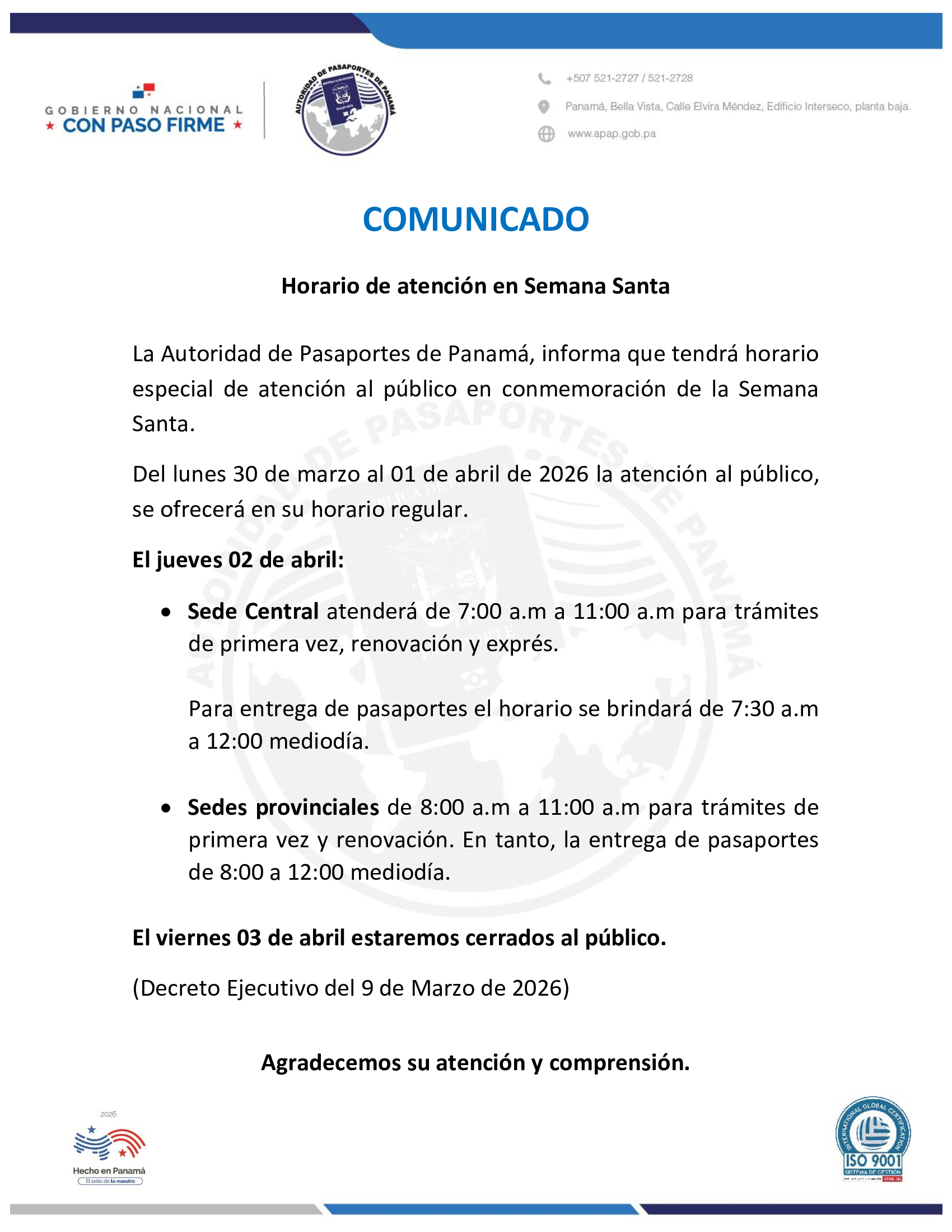 COMUNICADO